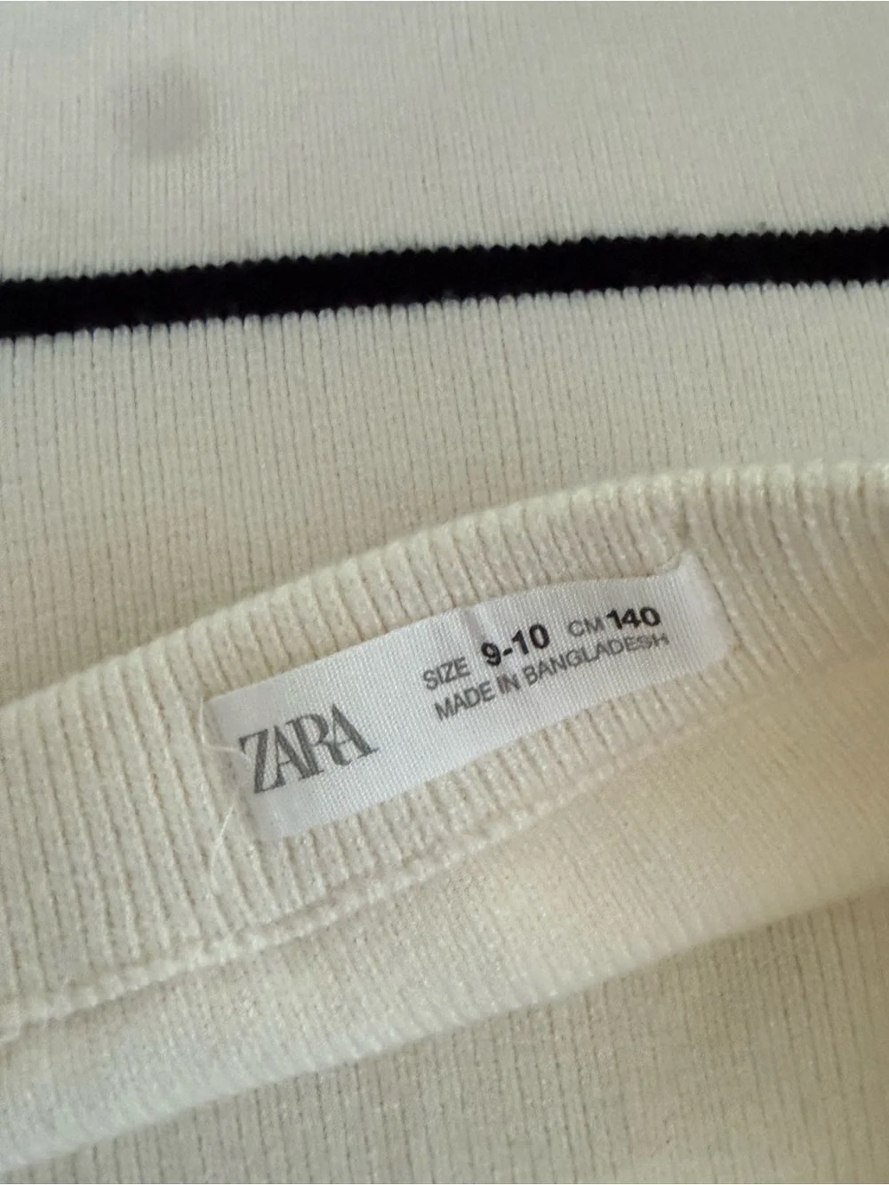 Zara White Skirt with Black Stripes